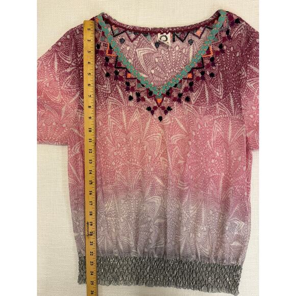 Akemi + Kin for Anthropologie Embroidered Ombré Blouse | Size L - Picture 6 of 11
